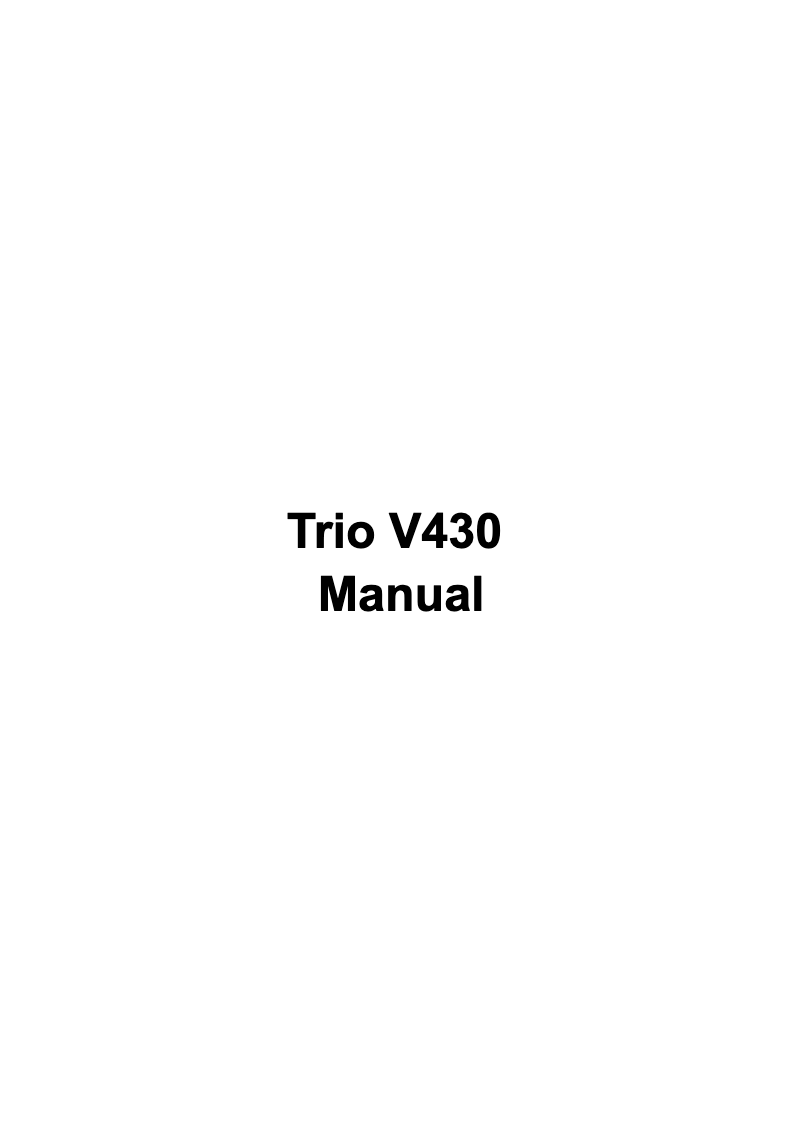 Page n°1 - Manuel utilisateur Mach Speed TRIO-V430