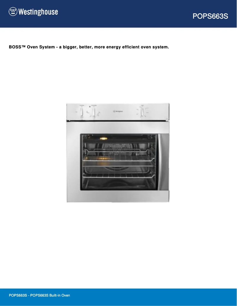 Page 1 de la notice Fiche technique Westinghouse POPS663S