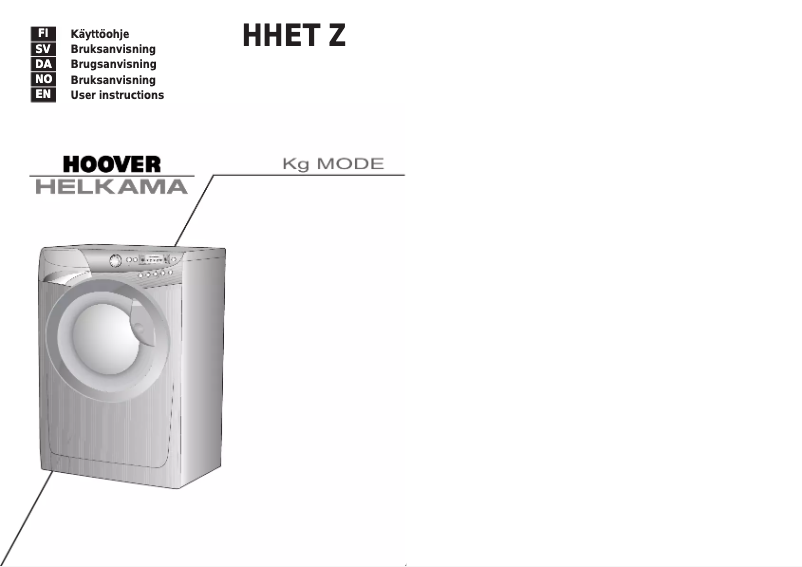 Page 1 de la notice Manuel utilisateur Hoover-Helkama HHET 8164Z