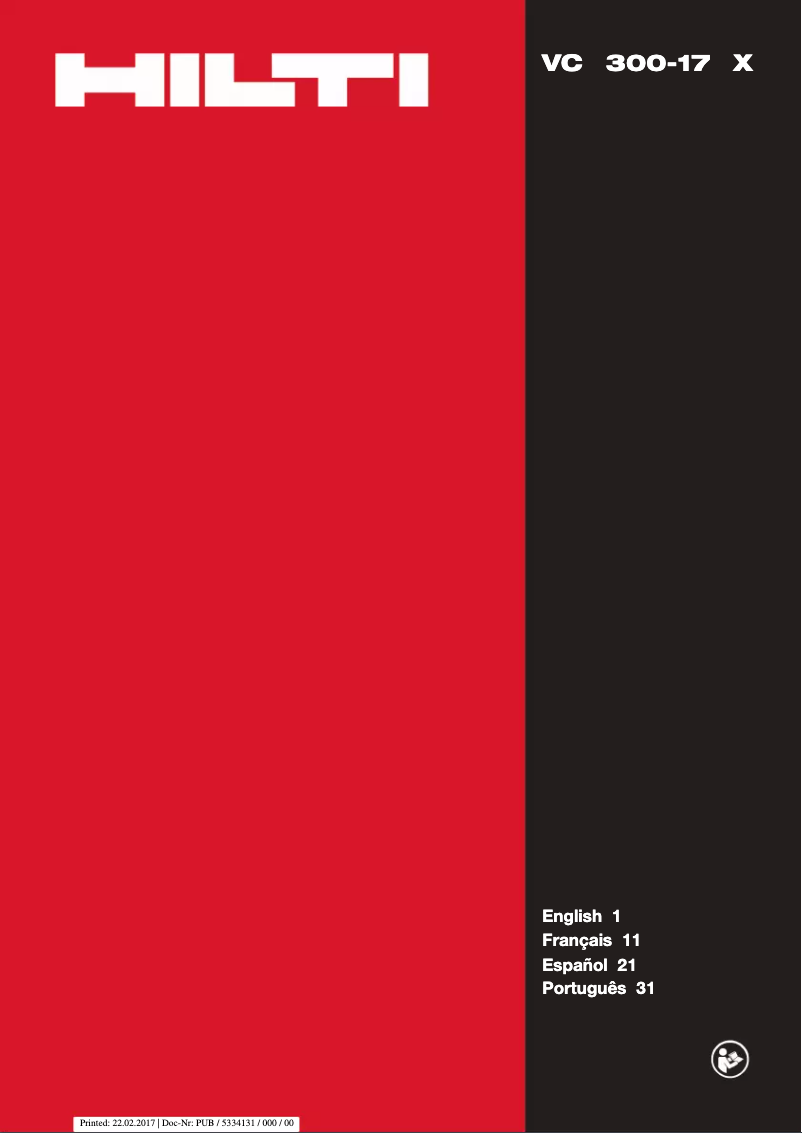 Page n°1 - Manuel utilisateur Hilti VC 300-17X