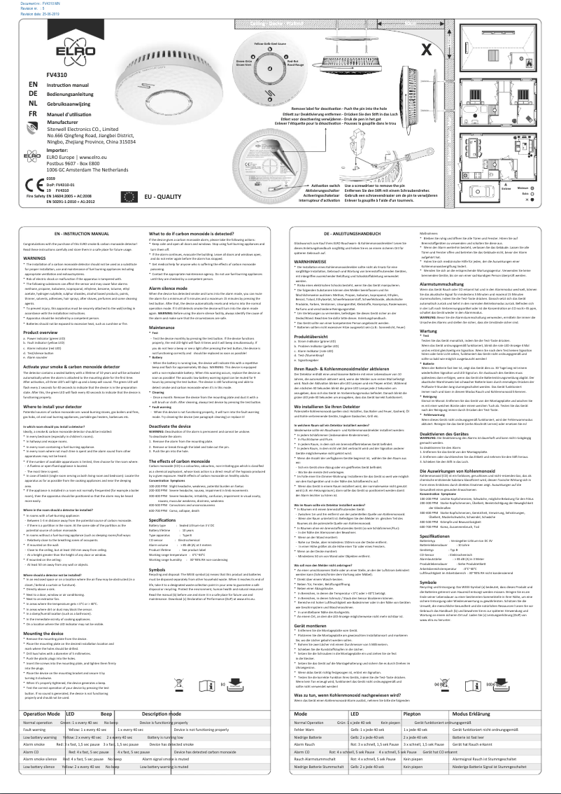 Página 1 del manual Manual de usuario Elro FV4310