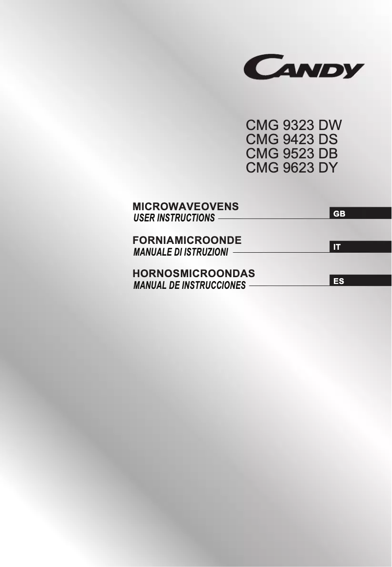 Page n°1 - Manuel utilisateur Candy CMG 9623 DY