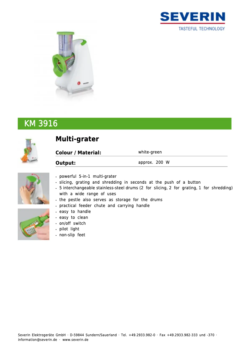 Page 1 de la notice Manuel utilisateur Severin KA 3916