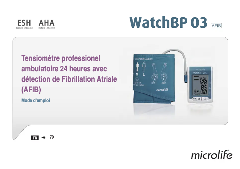 Page n°1 - Manuel utilisateur Microlife WatchBP O3 A