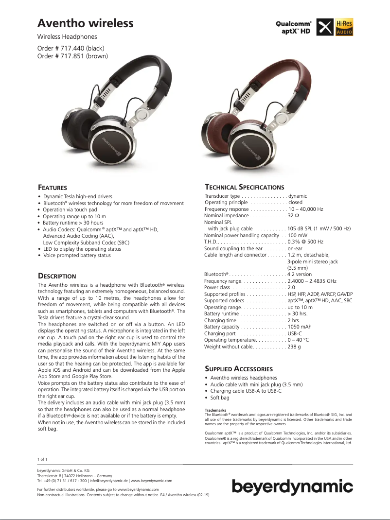 Image de la première page du manuel de l'appareil Aventho Wireless