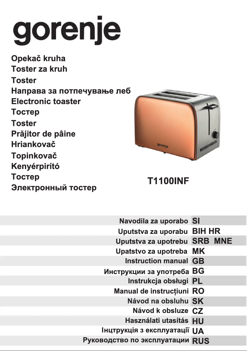 Page 1 de la notice Manuel utilisateur Gorenje T1100INF