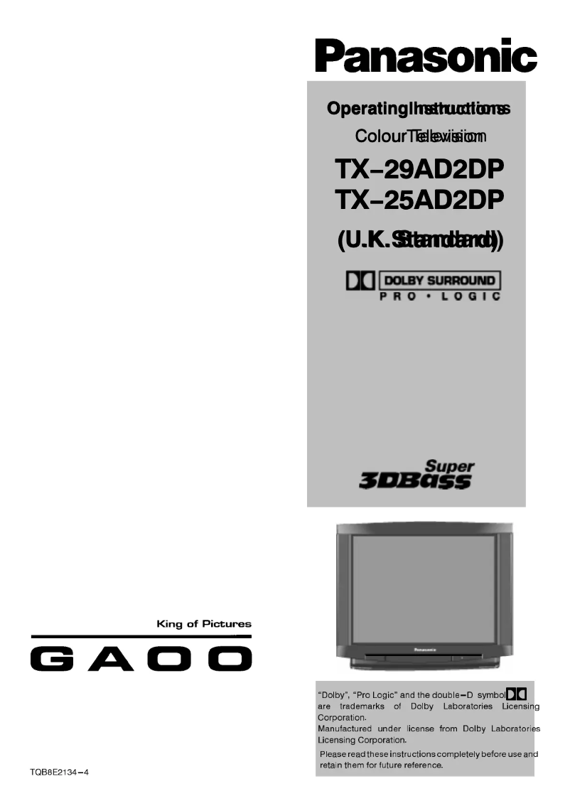 First page image of the manual for TX-25AD2DP