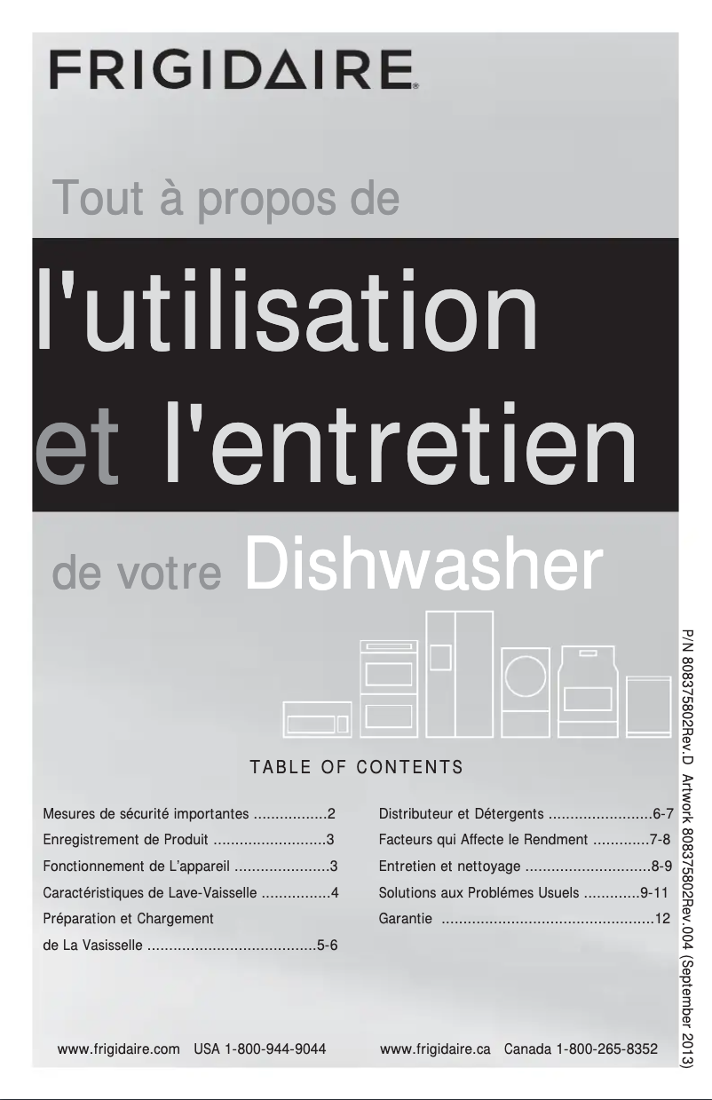 Page n°1 - Manuel utilisateur Frigidaire FBD2400KQ