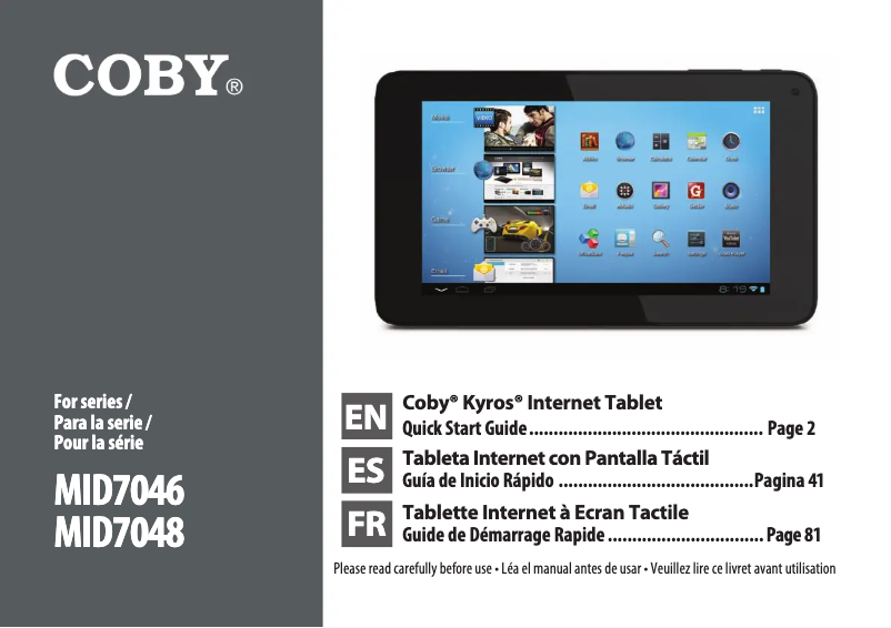 Imagen de la primera página del manual del dispositivo Kyros MID7048