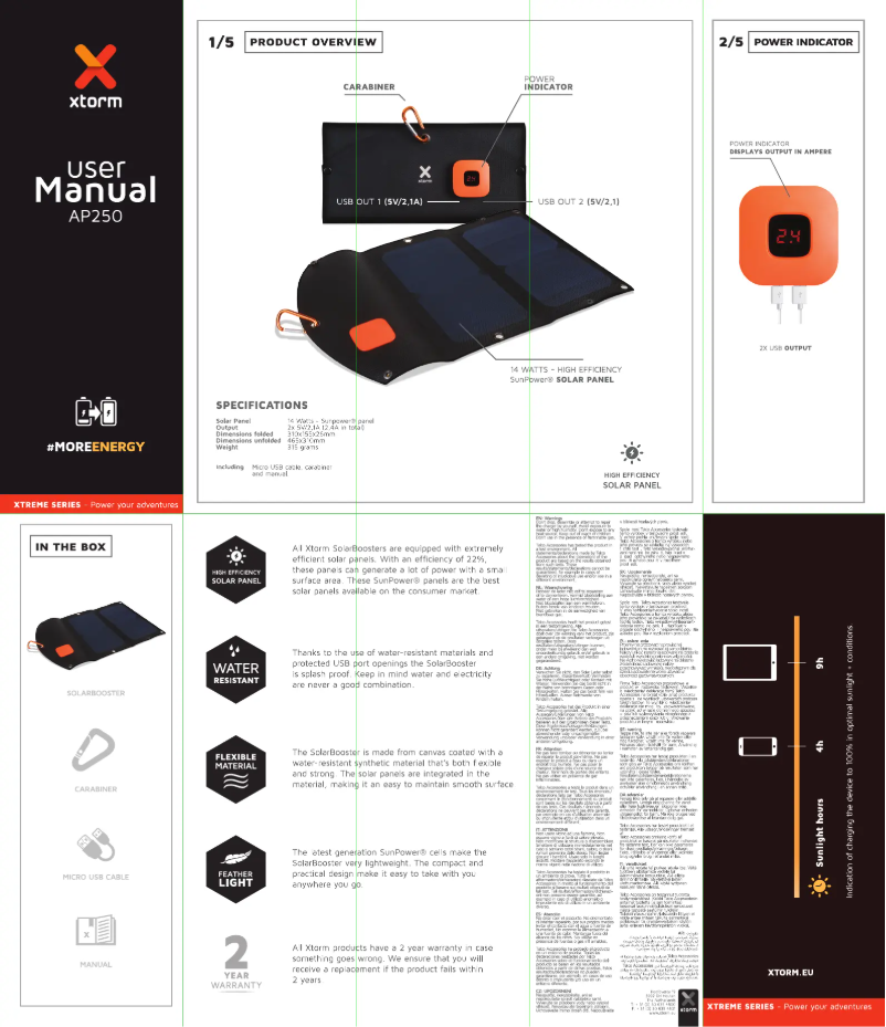 Page 1 de la notice Manuel utilisateur Xtorm SolarBooster AP250