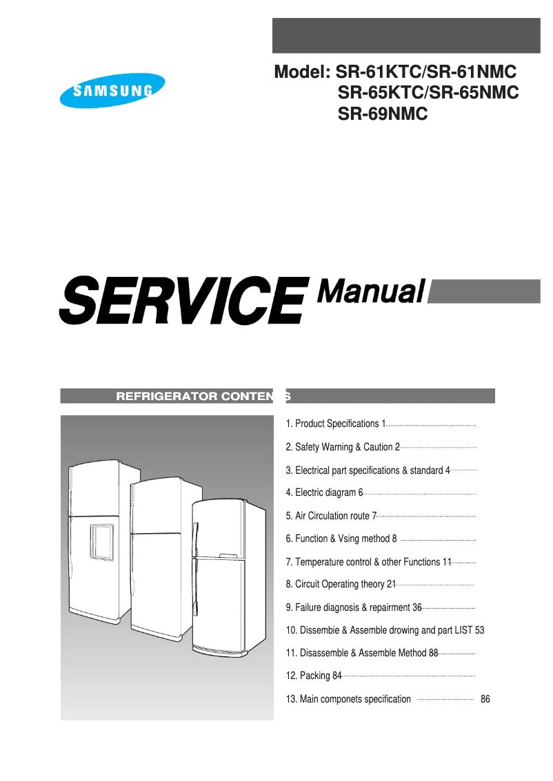 Page n°1 - Manuel utilisateur Samsung SR-61KTC