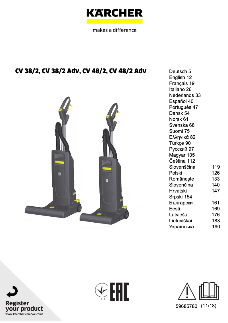 Page 1 of the manual User Manual Kärcher CV 48/2