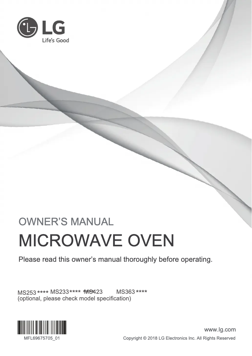 Page n°1 - Manuel utilisateur LG MS3636GIS