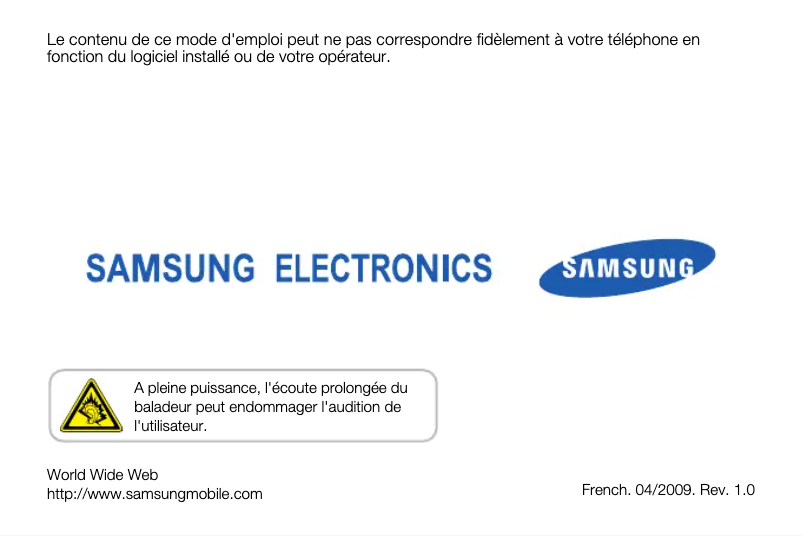 Page n°1 - Manuel utilisateur Samsung C6625