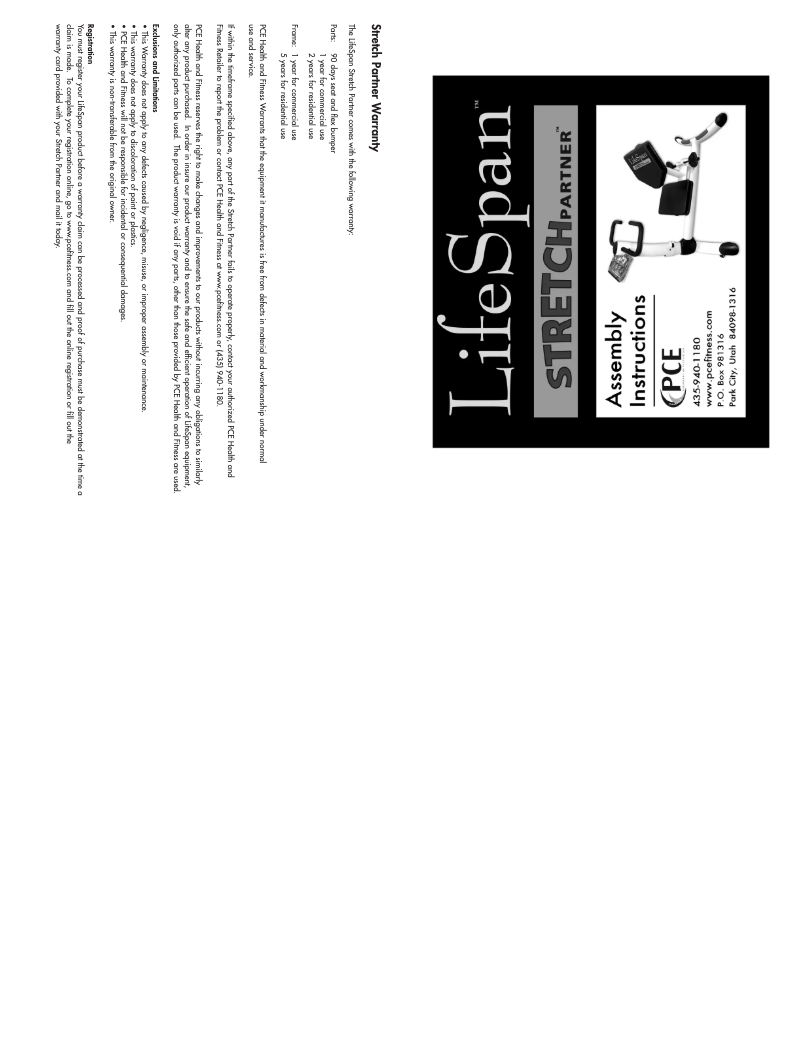 Page n°1 - Manuel utilisateur LifeSpan SP1000