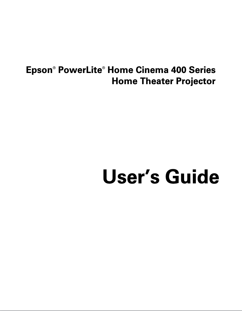 Page 1 de la notice Manuel utilisateur Epson PowerLite Home Cinema 400