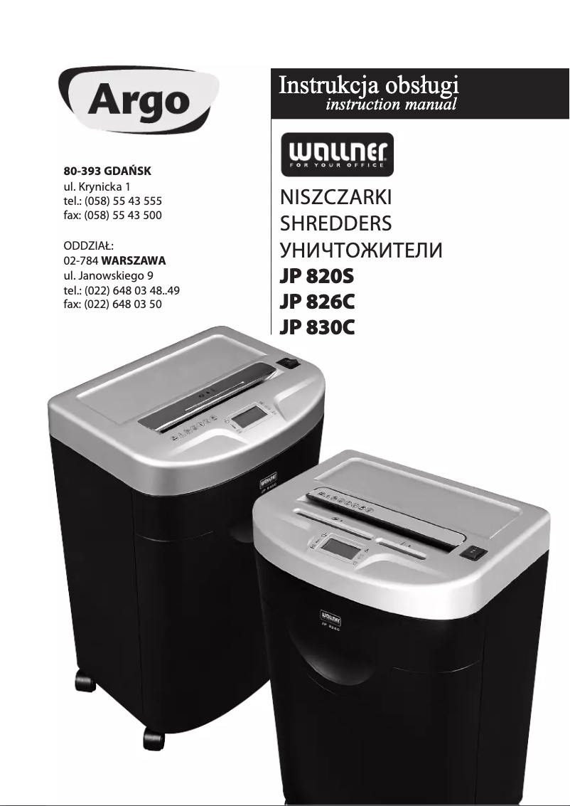 Page n°1 - Manuel utilisateur Wallner JP 826S