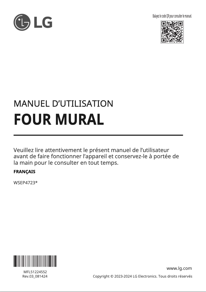Page n°1 - Manuel utilisateur LG WSEP4723F