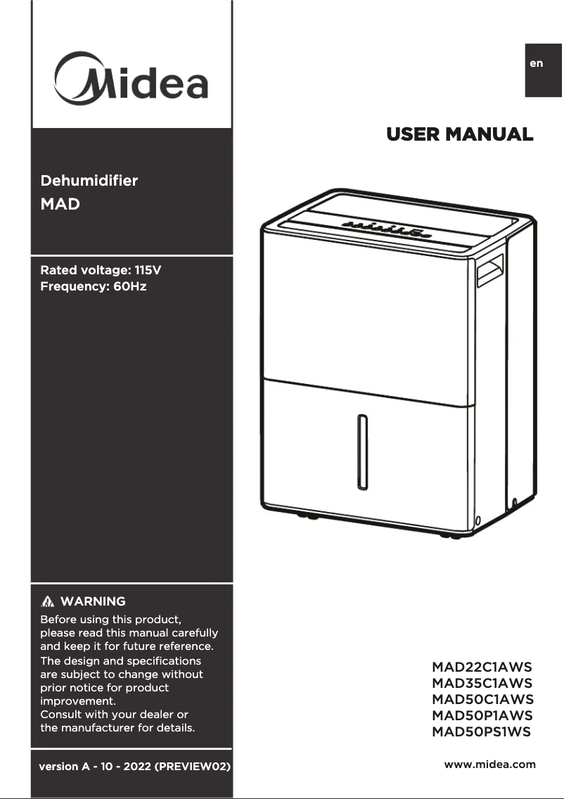 Página 1 del manual Manual de usuario Midea MAD50P1AWS