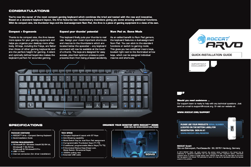 Página 1 del manual Manual de usuario Roccat Arvo