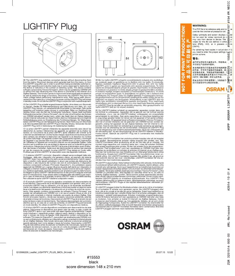 Page 1 of the manual User Manual Osram LIGHTIFY Plug