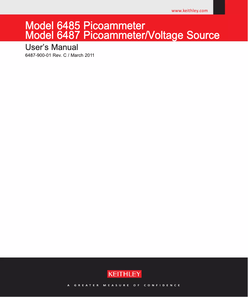 Page 1 de la notice Manuel utilisateur Keithley 6485