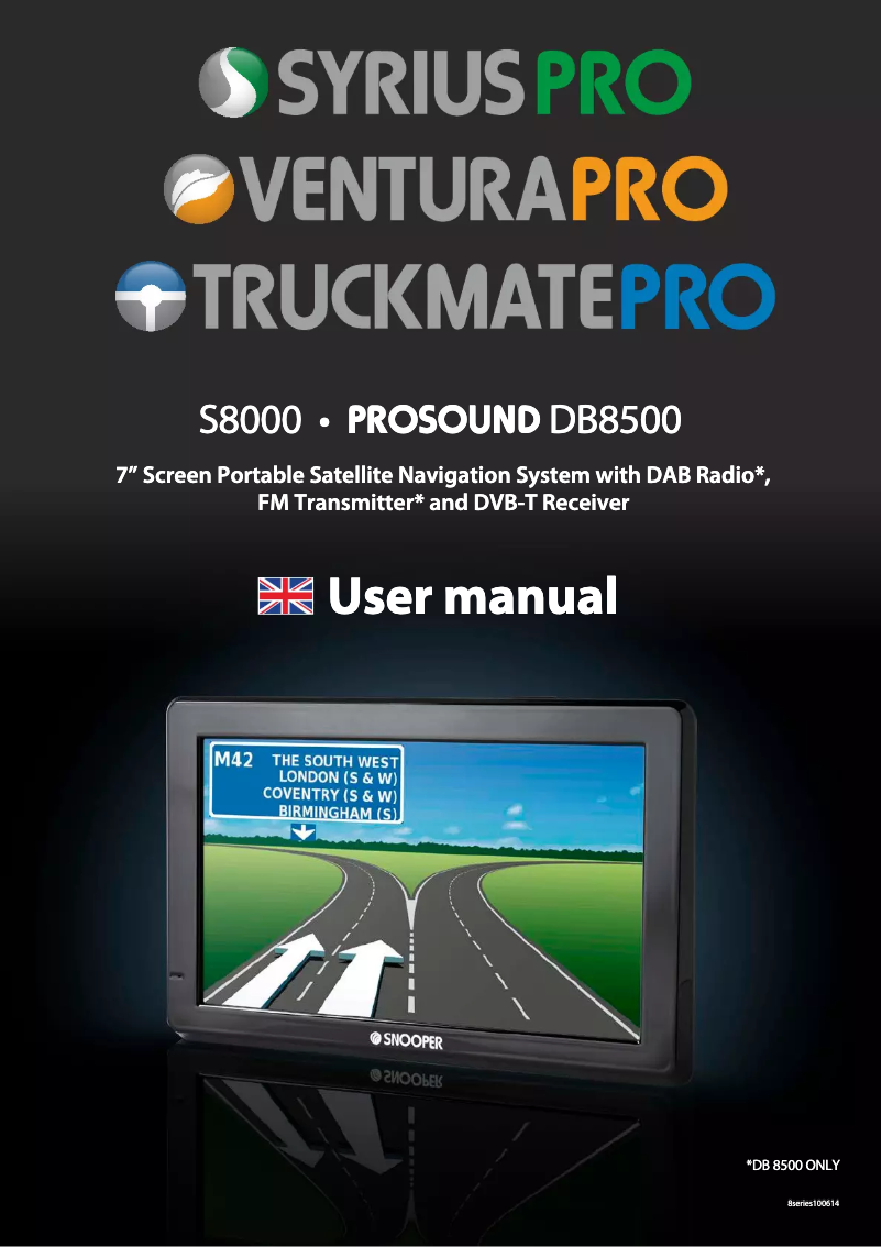 Page 1 de la notice Manuel utilisateur Snooper Ventura PRO S8500