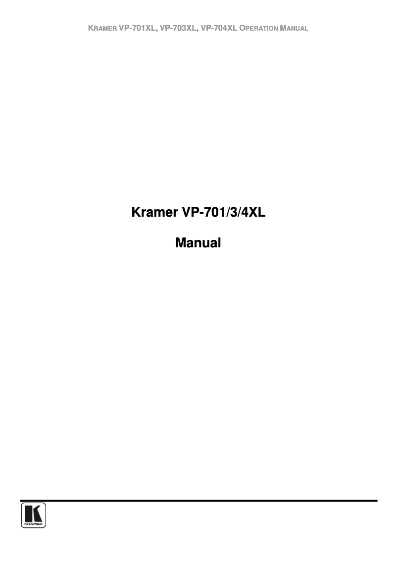 Page 1 de la notice Manuel utilisateur Kramer VP-704XL