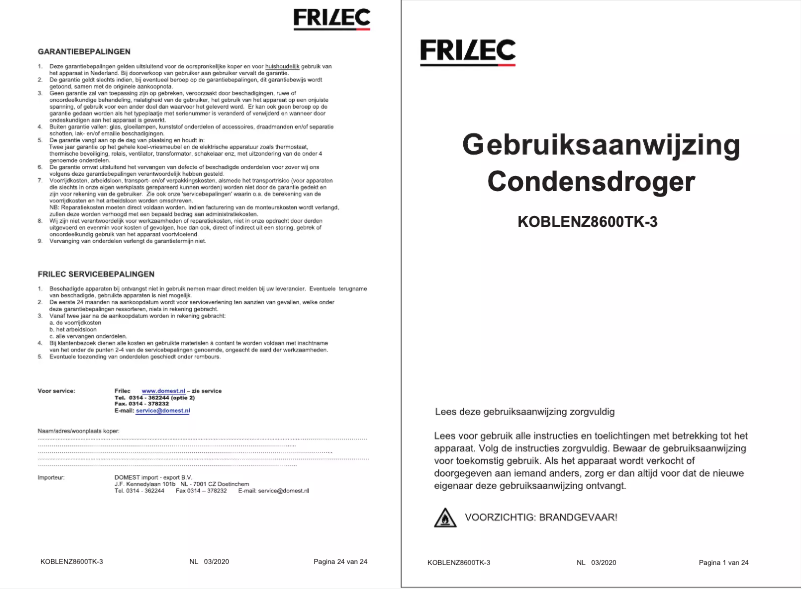 Page 1 de la notice Mode d'emploi Frilec KOBLENZ8600TK-3