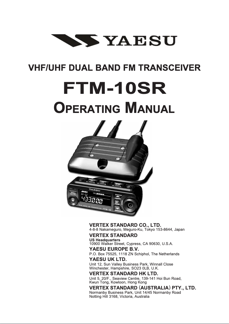 Página 1 del manual Manual de usuario Yaesu FTM-10SR