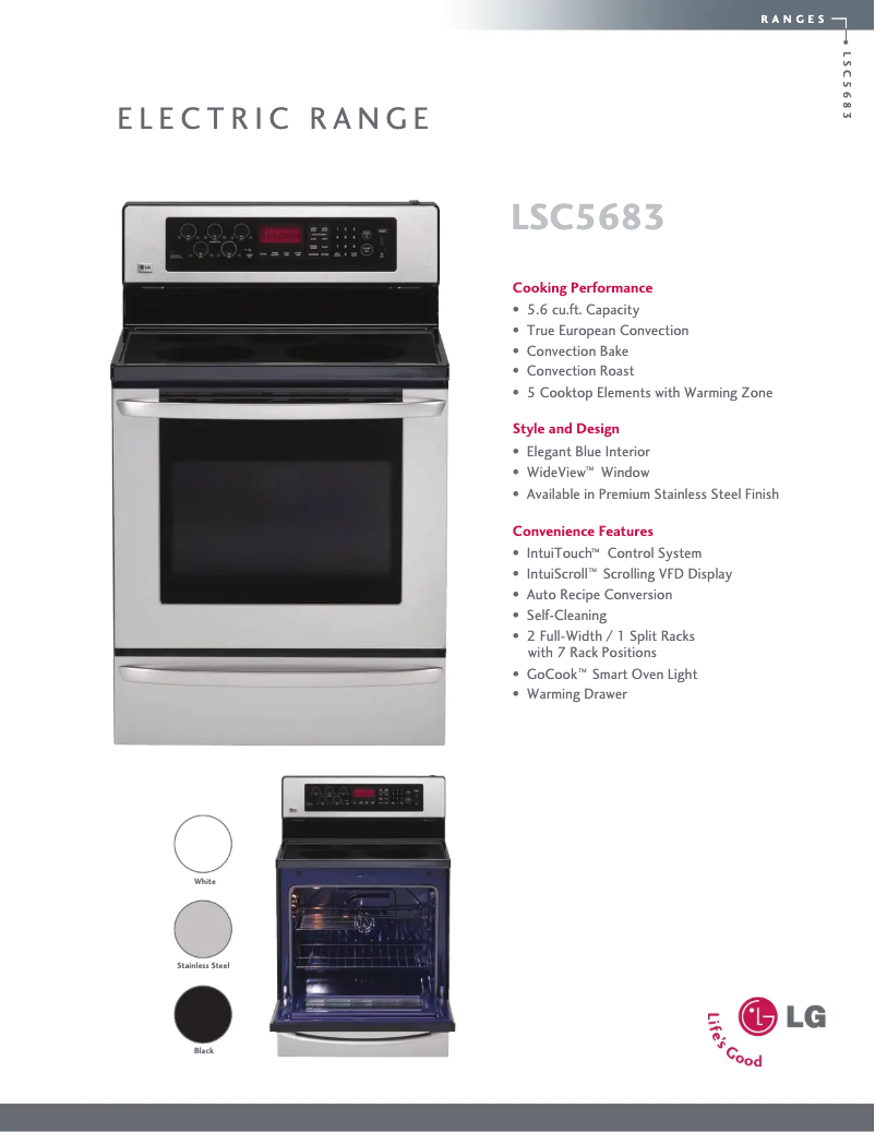 Página 1 del manual Ficha técnica LG LSC5683WB