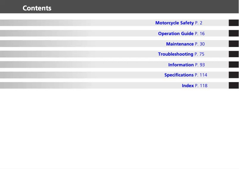 First page image of the manual for CBR250R (2013)