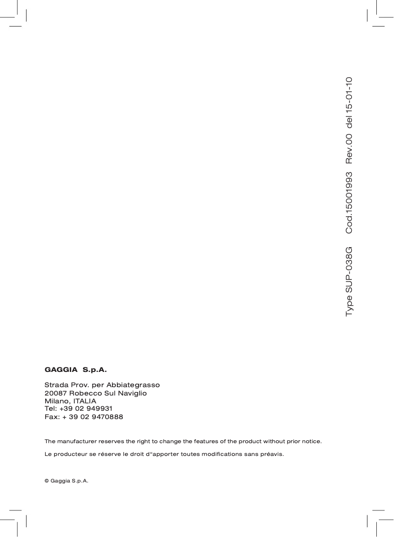Image de la première page du manuel de l'appareil RI9702