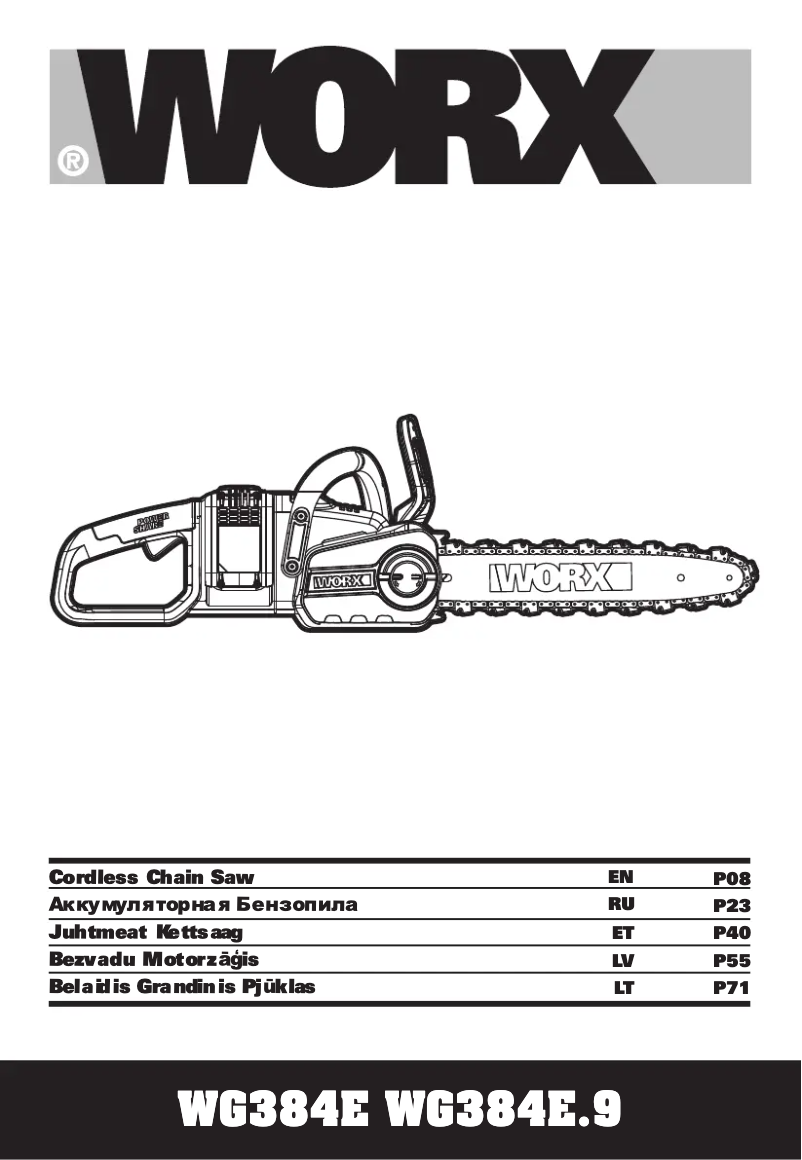 Page 1 de la notice Manuel utilisateur Worx WG384.9