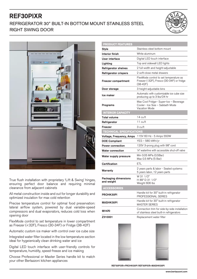 Image de la première page du manuel de l'appareil REF30PIXR