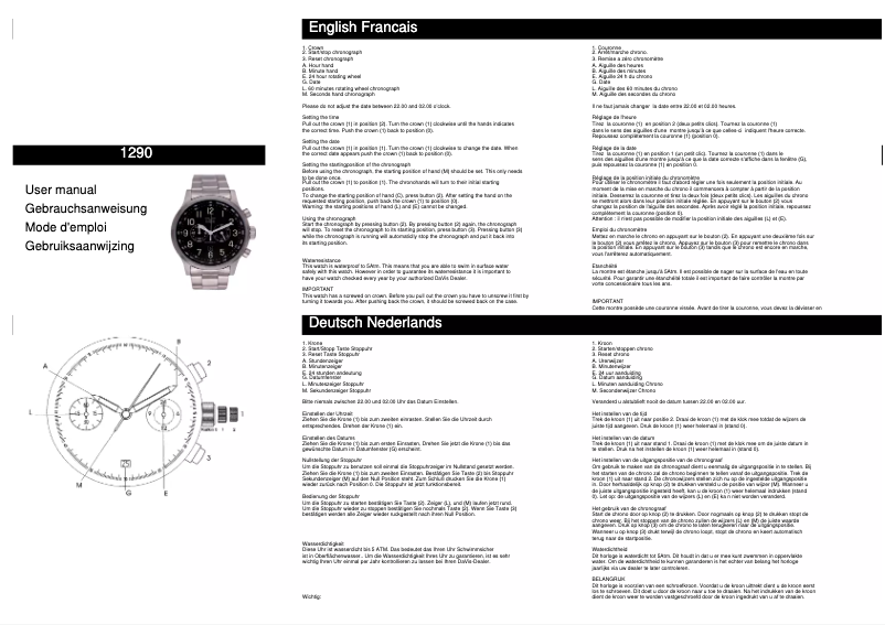 Page n°1 - Manuel utilisateur Davis 1290