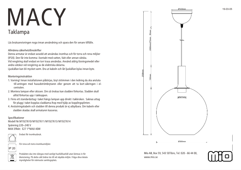 Page n°1 - Manuel utilisateur Mio Macy