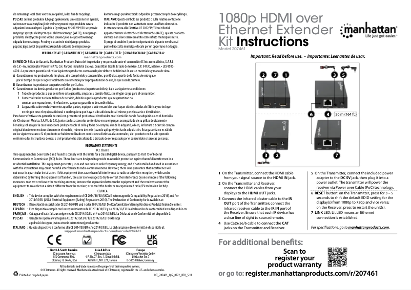 Page 1 de la notice Manuel utilisateur Manhattan 207461