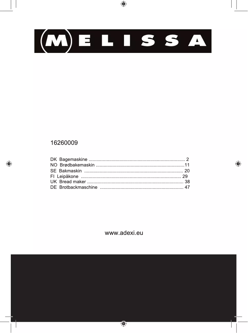 Page 1 de la notice Manuel utilisateur Melissa 16260009