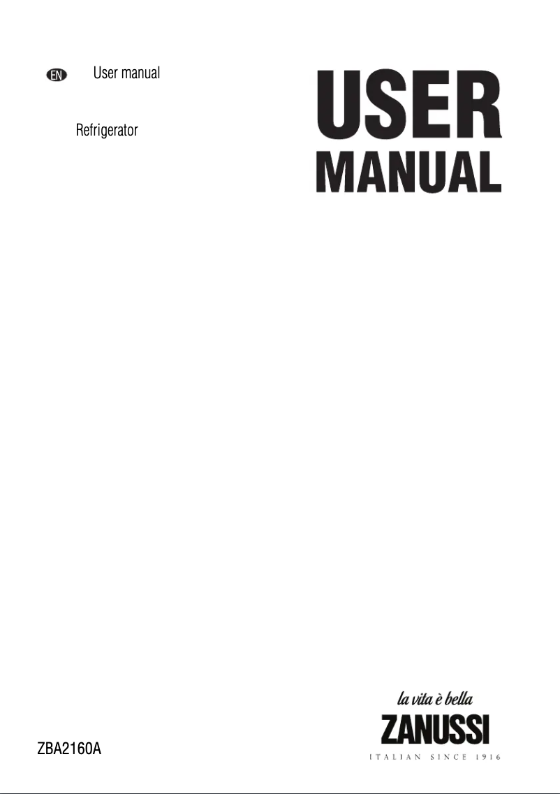 Image de la première page du manuel de l'appareil ZBA2160A