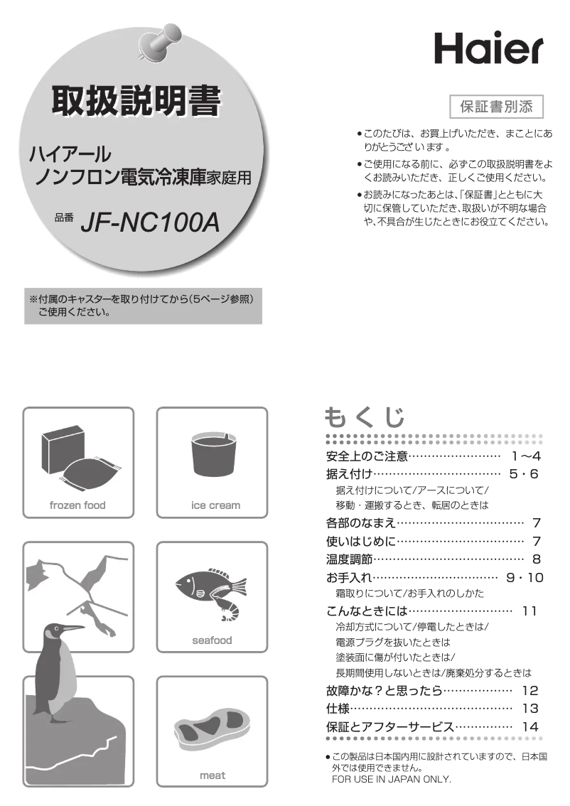 Página 1 del manual Manual de usuario Haier JF-NC100A