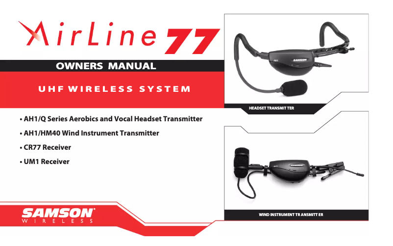 Page 1 de la notice Manuel utilisateur Samson AirLine 77