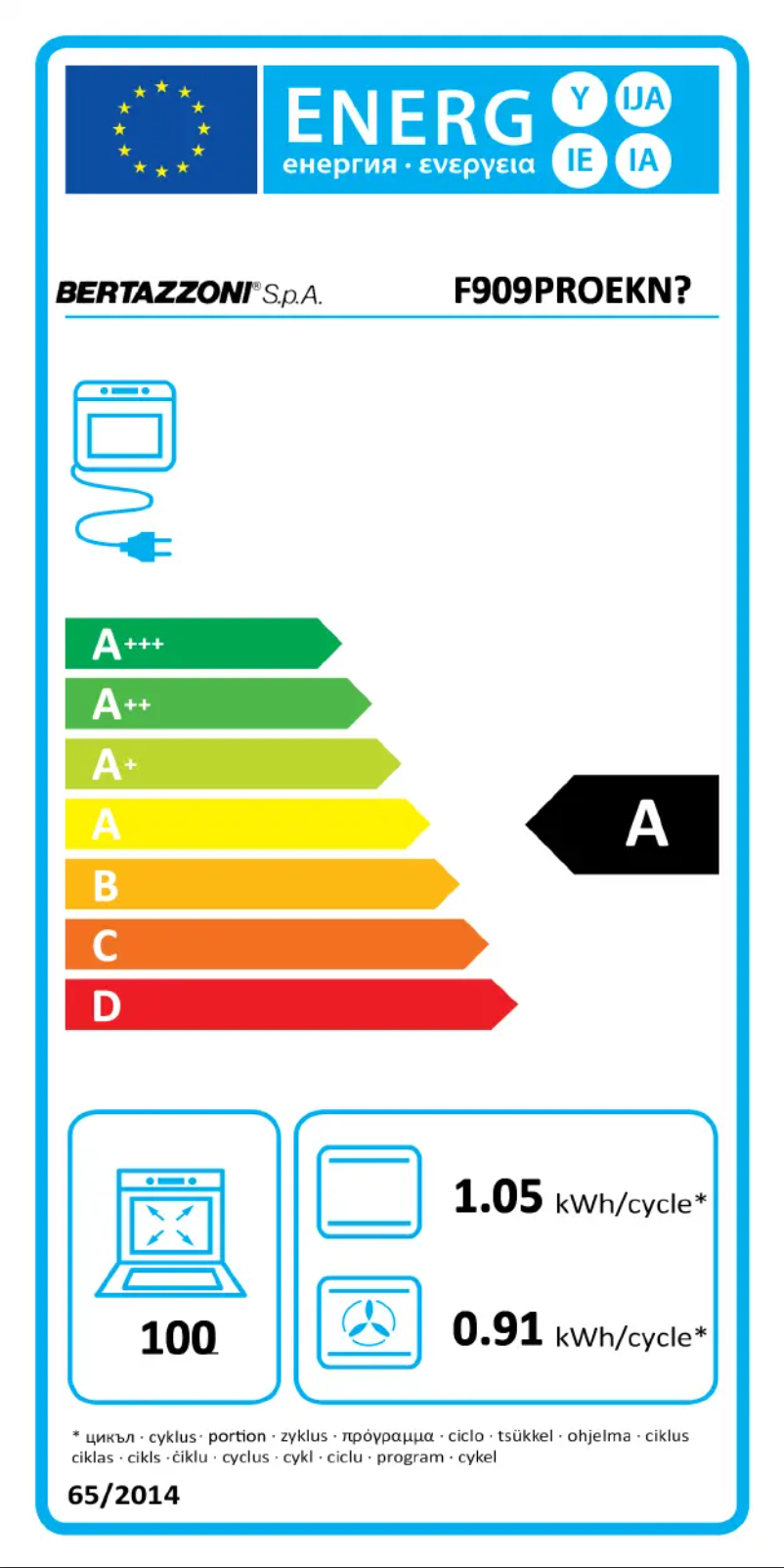 Page n°1 - Label énergétique Bertazzoni F909PROEKX