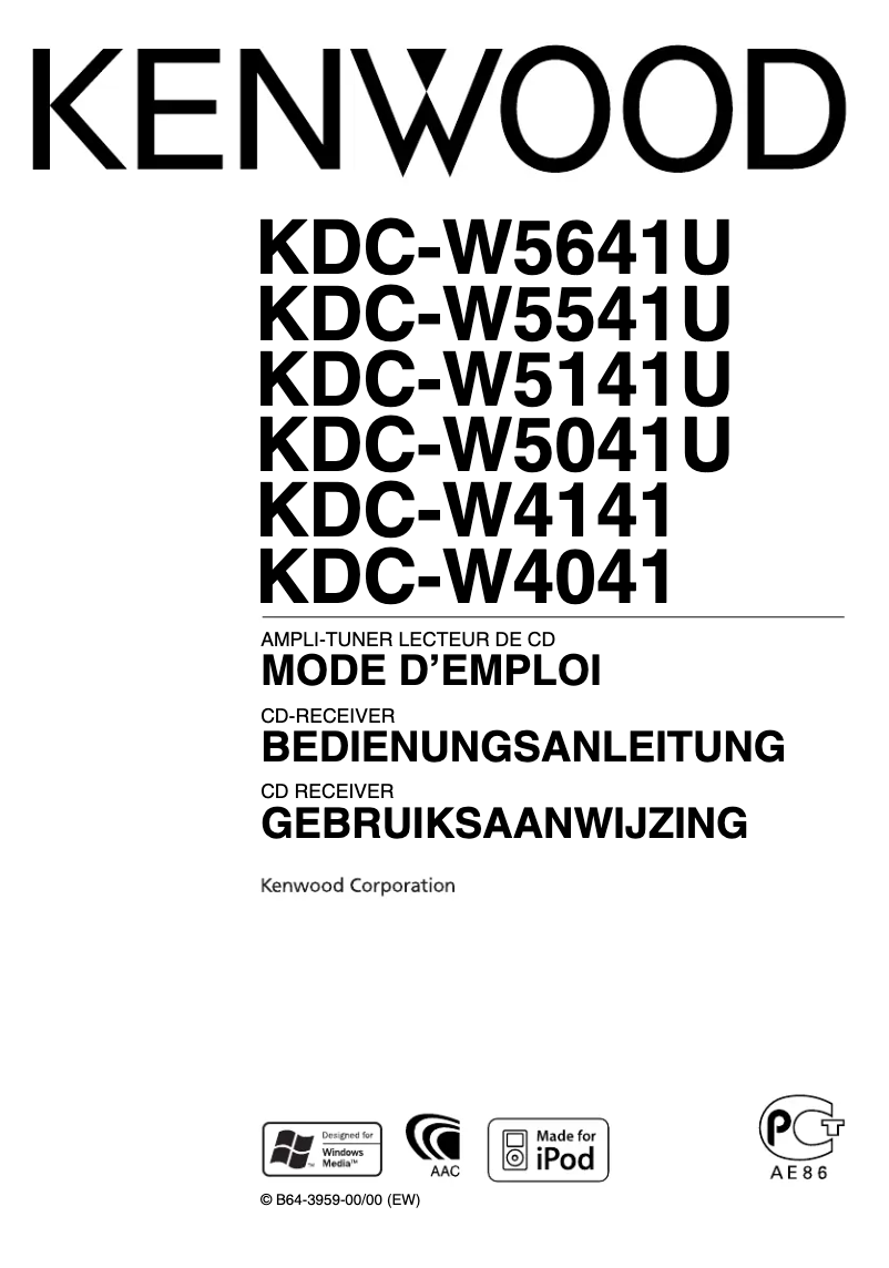 Page 1 de la notice Manuel utilisateur Kenwood KDC-W5041UA