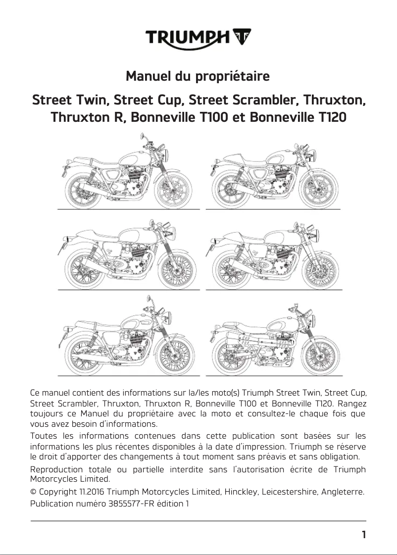Image de la première page du manuel de l'appareil Street Twin (2016)