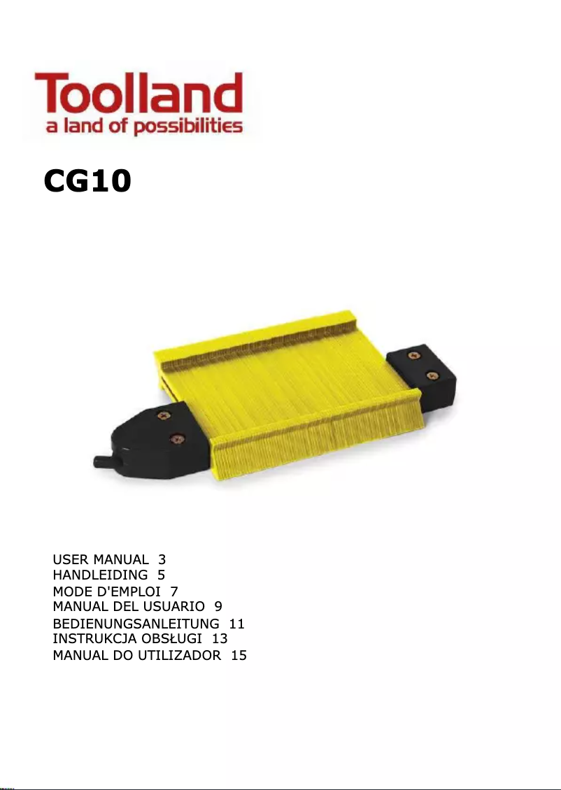 Page n°1 - Manuel utilisateur Toolland CG10