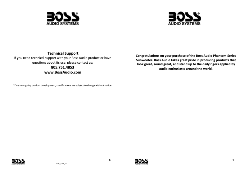 Page n°1 - Manuel utilisateur Boss Phantom D10F