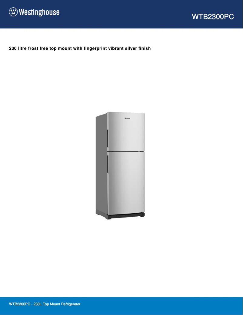 Page n°1 - Fiche technique Westinghouse WTB2300PC