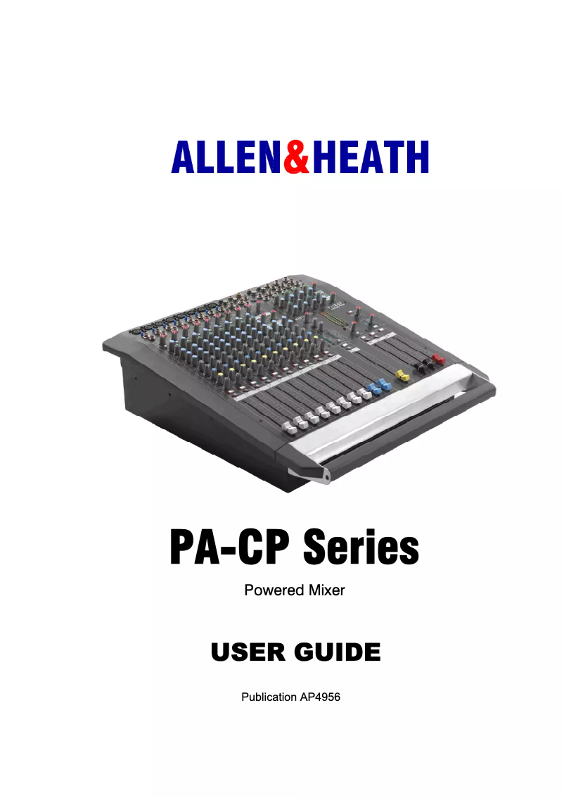 Page 1 de la notice Manuel utilisateur Allen & Heath PA12-CP