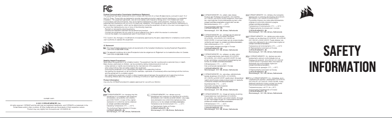 Page 1 de la notice Instructions de sécurité Corsair Xeneon 32UHD144